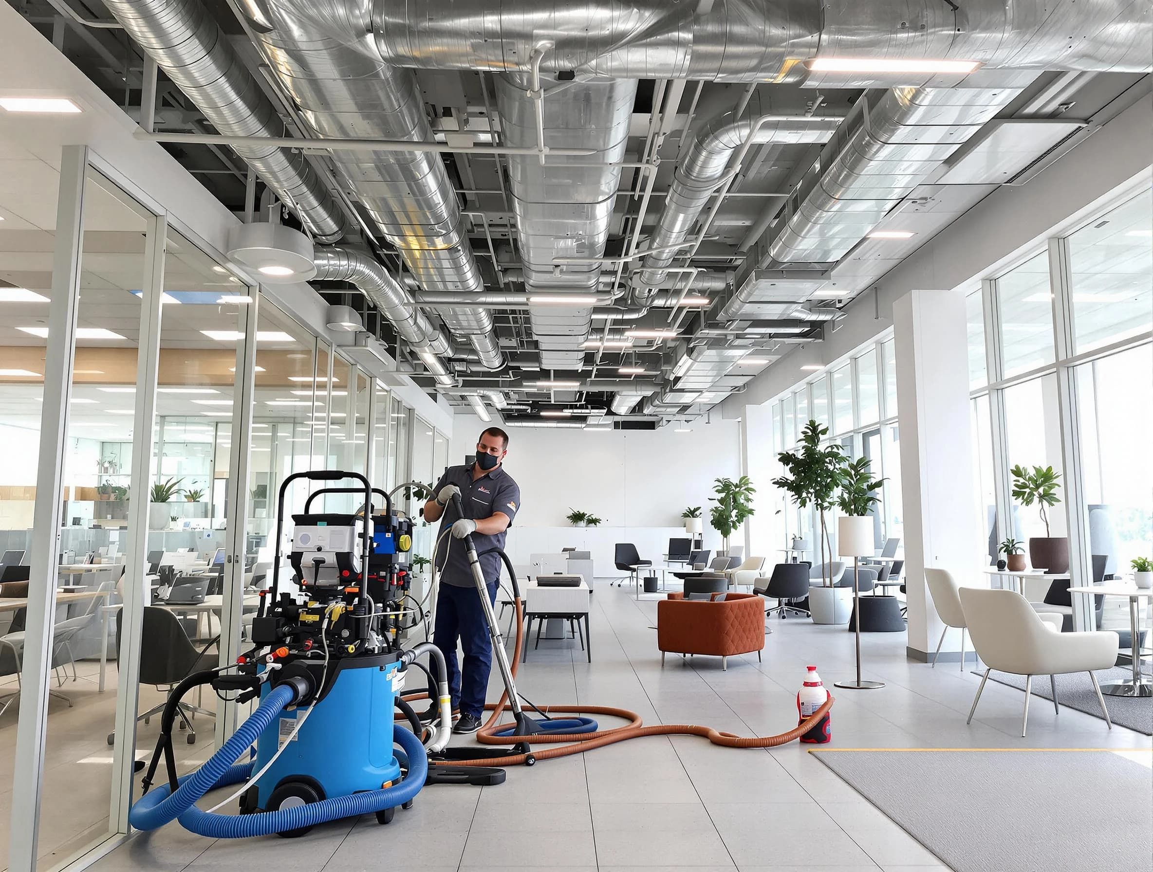 Grantsville Air Duct Cleaning team conducting comprehensive commercial duct cleaning at a business location in Grantsville