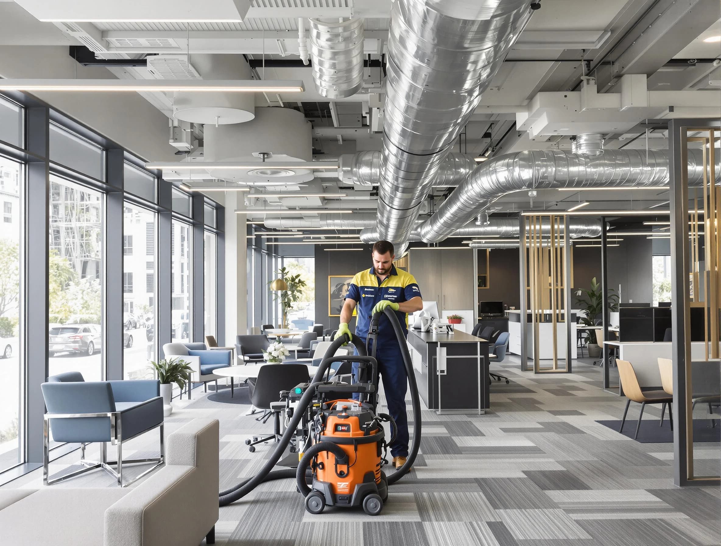 Grantsville Air Duct Cleaning team performing thorough commercial duct cleaning at a Grantsville business center